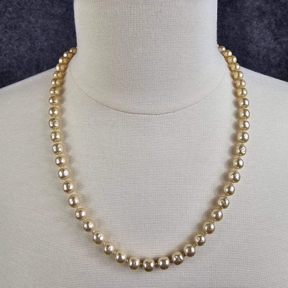 Vintage Miriam Haskell Faux Pearl Necklace 24" Collar Freshwater Design AS IS